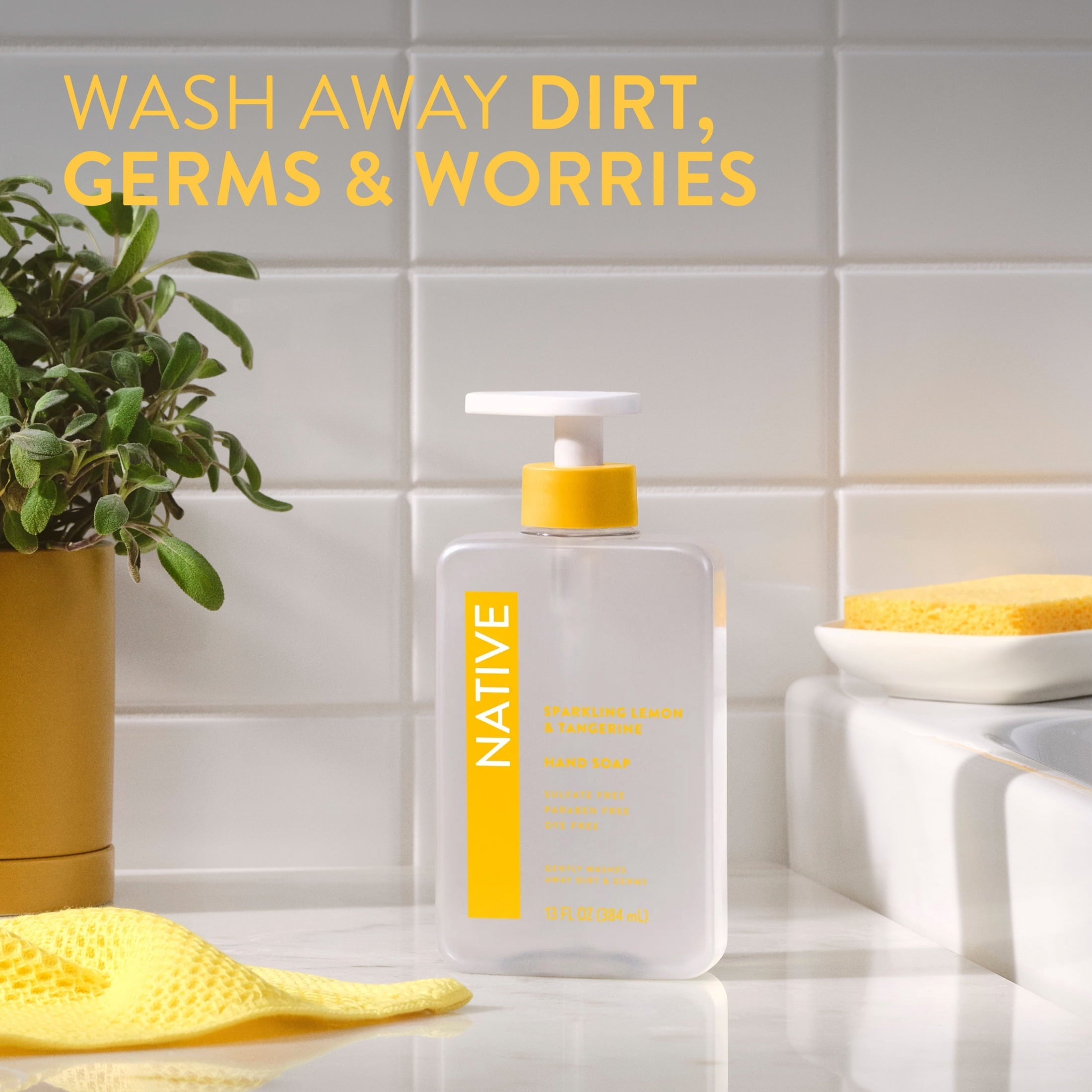 Liquid Hand Soap, Sparkling Lemon & Tangerine, Non-drying, Naturally Derived Cleansers, Sulfate Free, 13 fl oz