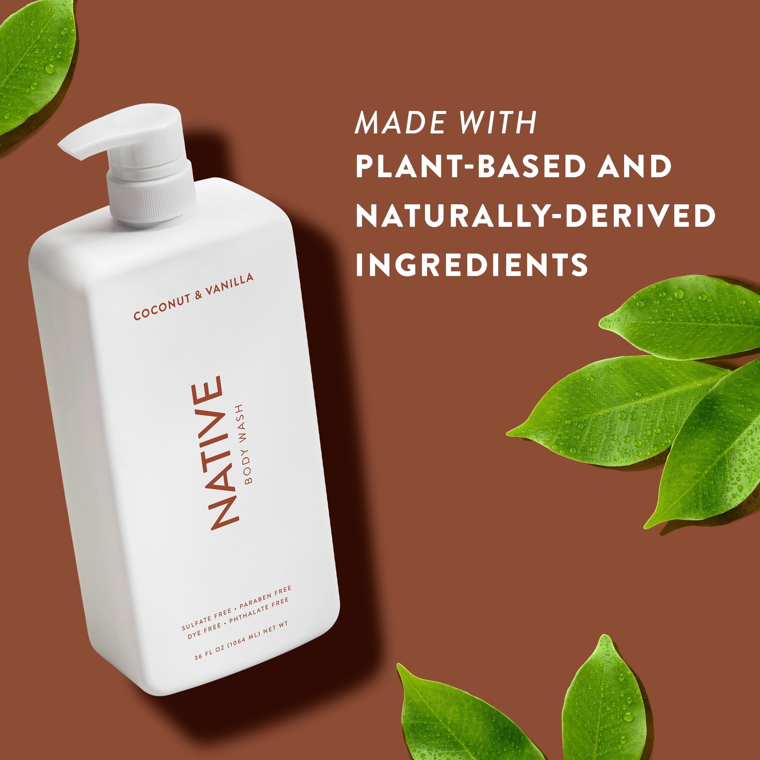 Body Wash, Coconut & Vanilla, Sulfate Free, Naturally Derived Ingredients, 24hr Freshness, for Women & Men, 36 fl oz