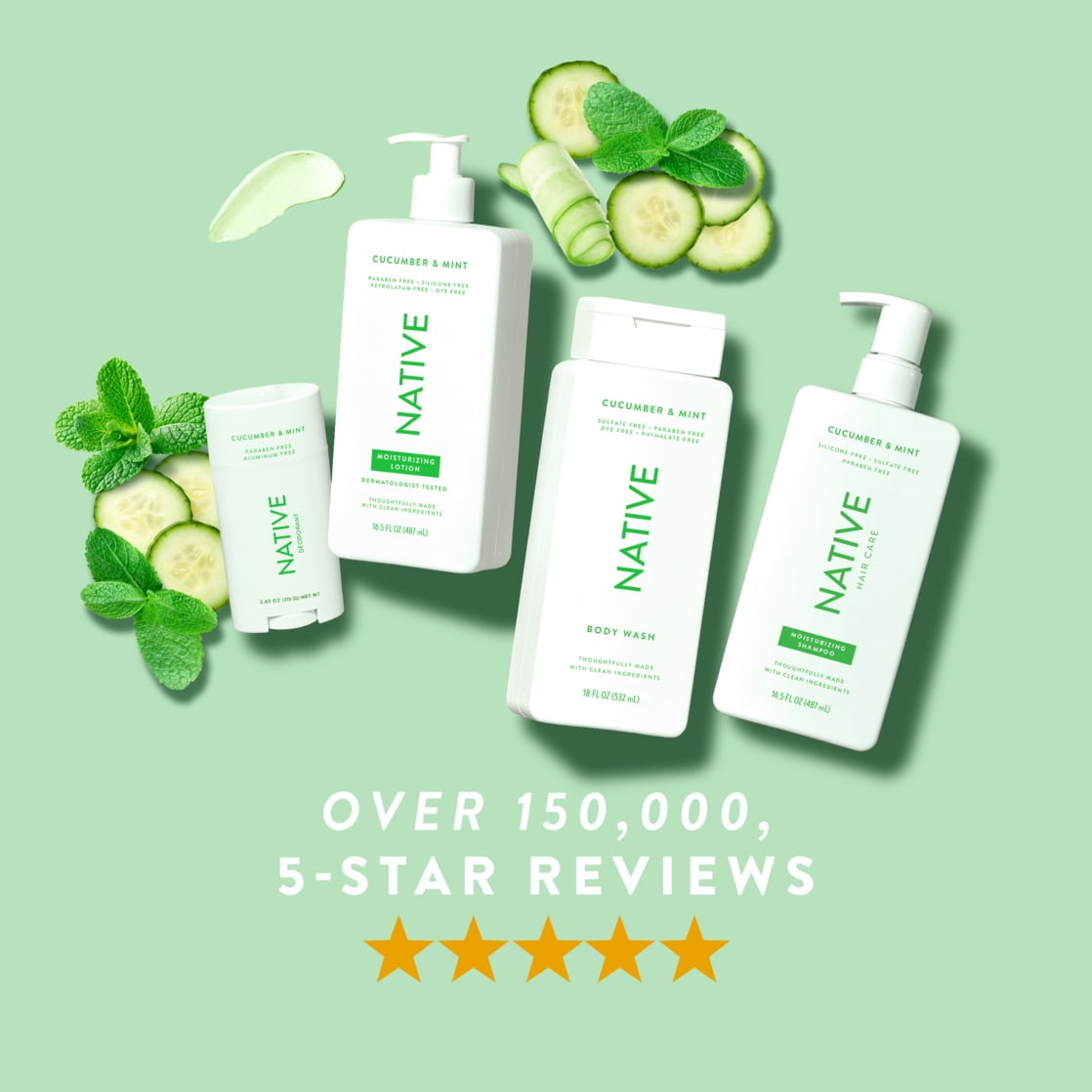 Body Wash, Cucumber & Mint, Sulfate Free, Naturally Derived Ingredients, 24hr Freshness, for Women & Men, 18 fl oz