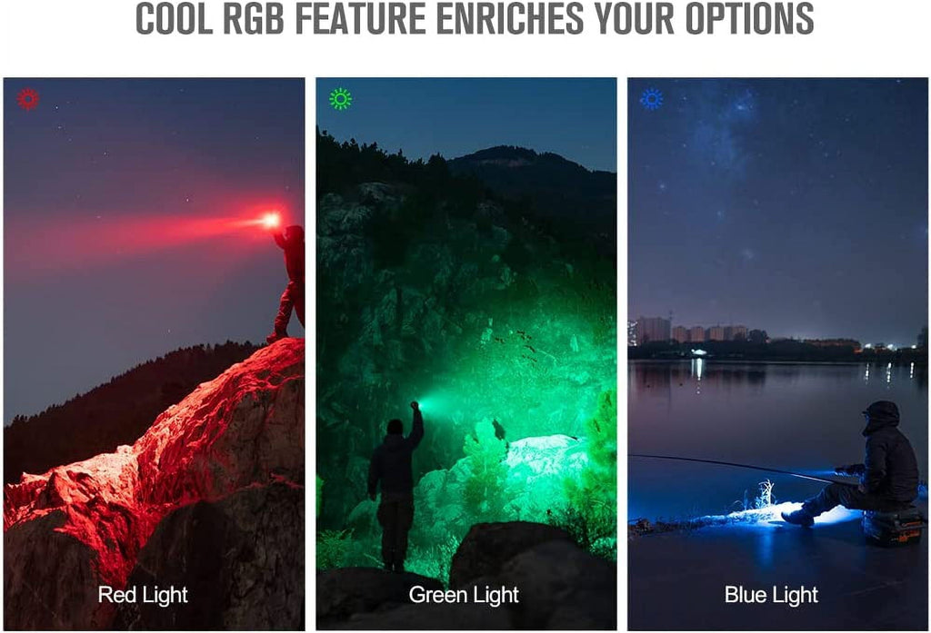 Marauder Mini 7,000 Lumens Bright Flashlight with 600 Meters Beam Distance, Powerful RGB Lights, Magnetic Rechargeable for Outdoors Work, Hunting, and Searching(Midnight Blue)