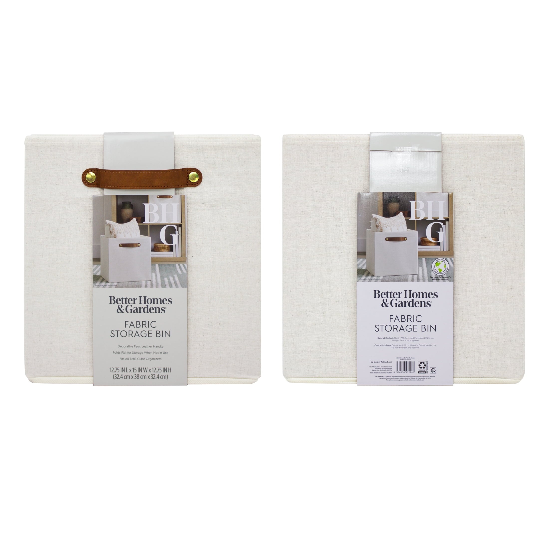 Better Homes & Gardens Collapsible Fabric Cube Storage Bin, Vanilla