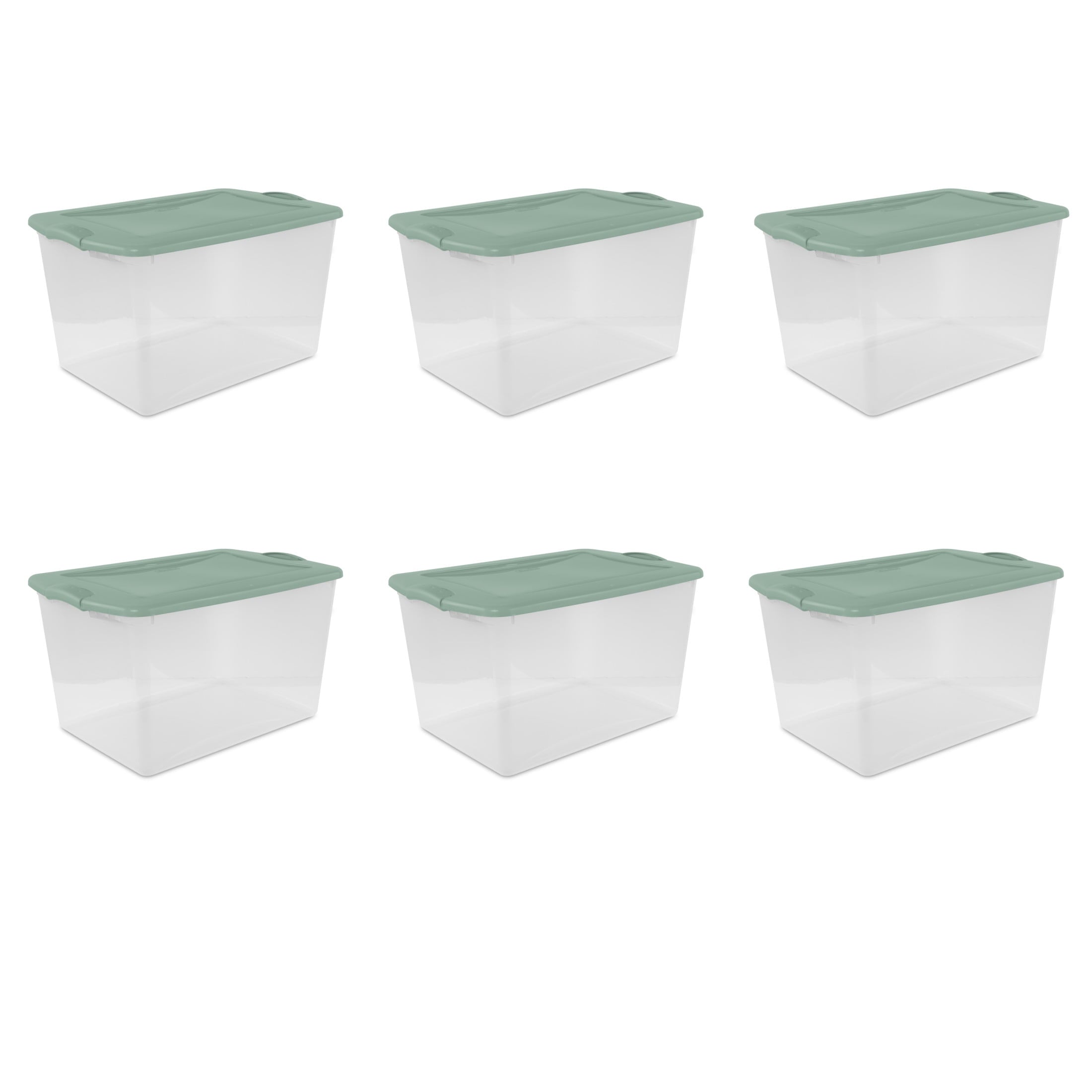 66 Quart Large Latching Storage Bin, Clear Plastic Storage Container with Latch Lid, Blue