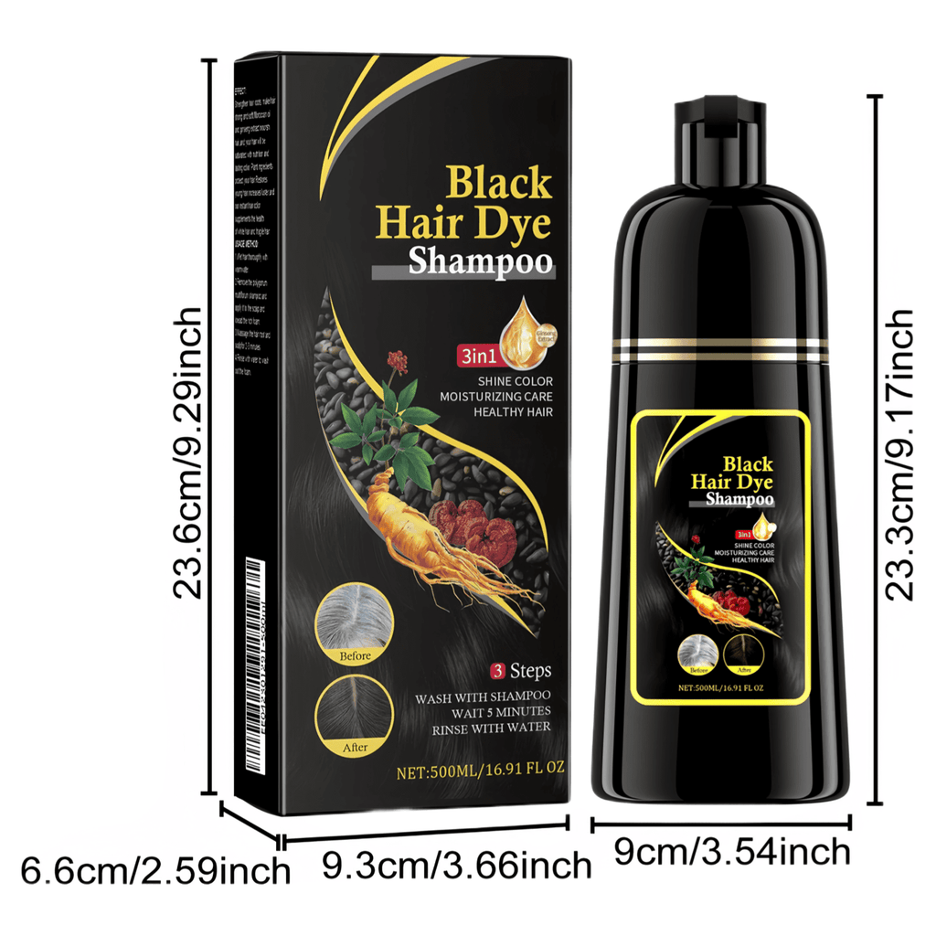 Black Hair Shampoo Organic Natural Plant Hair Dye Plant Essence Permanent Black Hair Color Dye Shampoo for Women Men Cover Gray White Hair