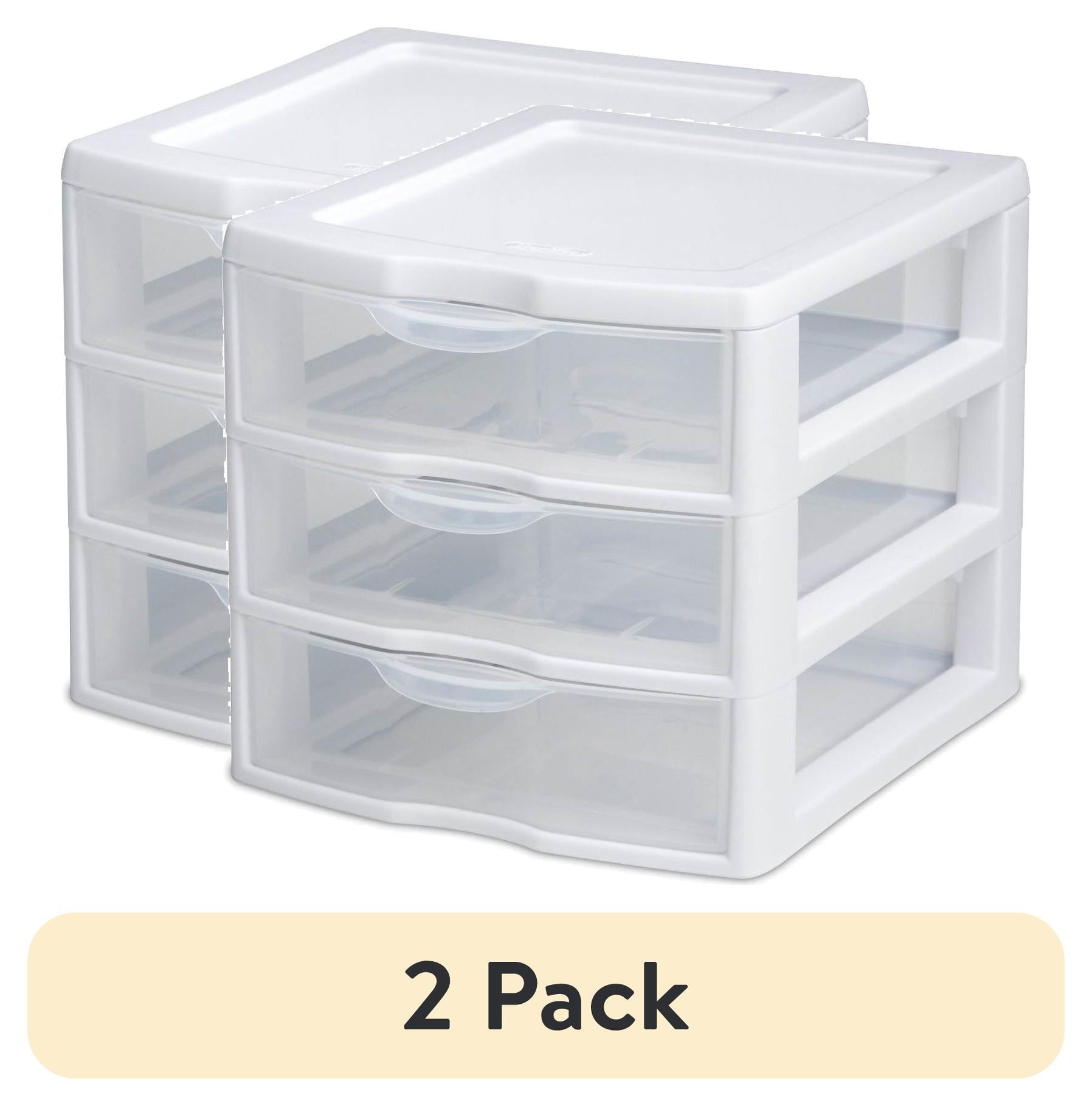 3 Drawer Clear Storage Bin, Desktop Drawer Storage Container, White