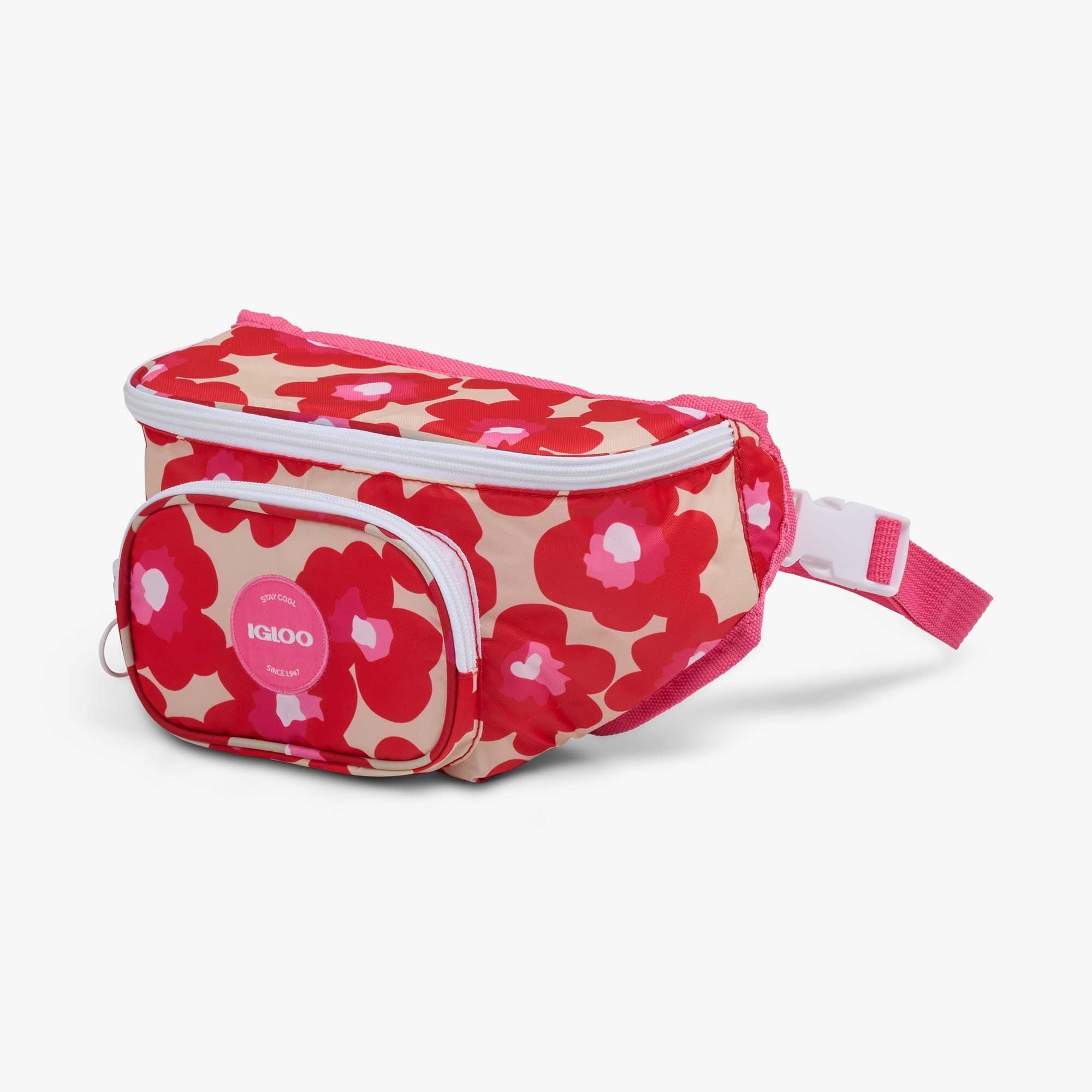 3 can Retro Fanny Pack Cooler Bag, Purple and Aqua Blue