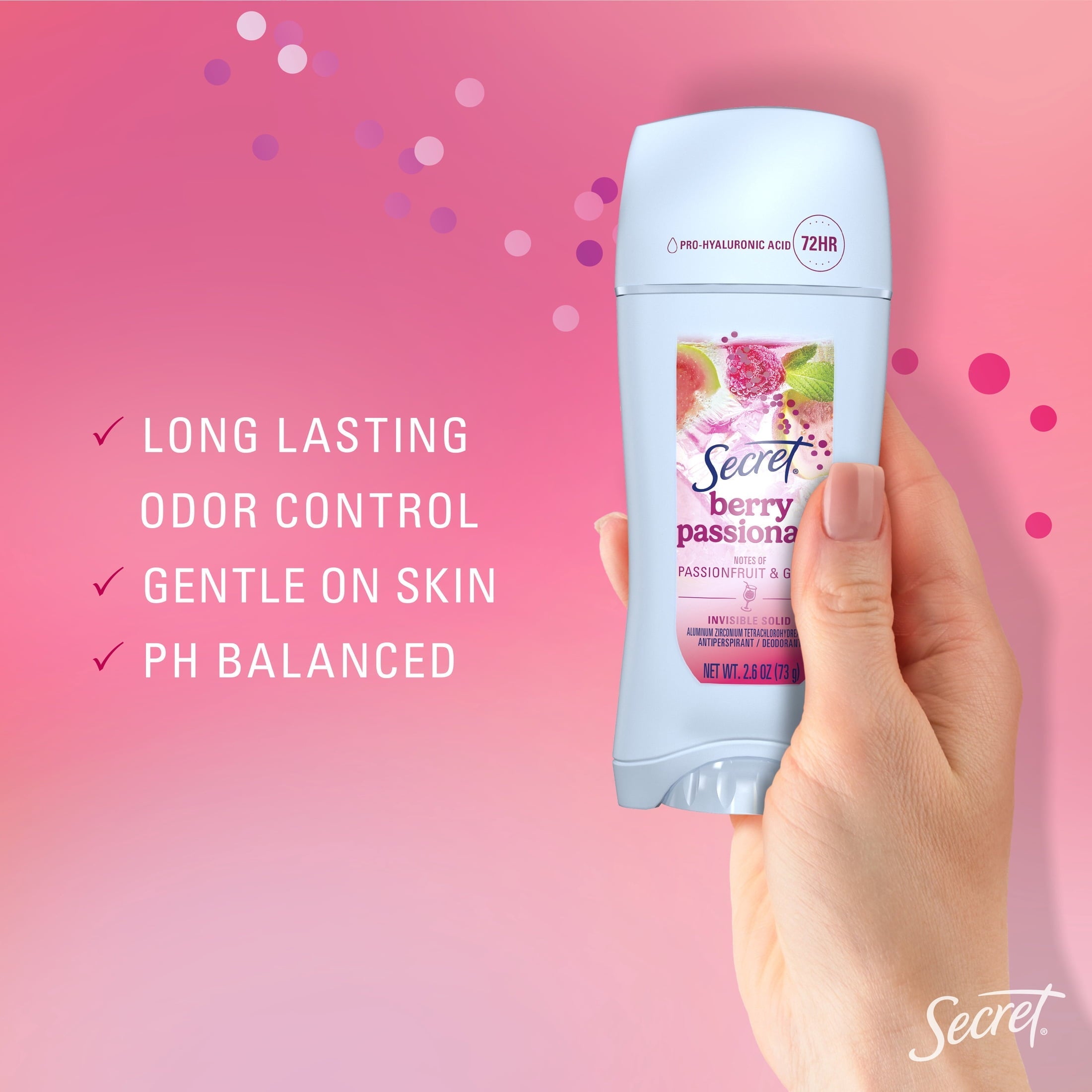 Fresh Invisible Solid Antiperspirant & Deodorant for Women, Berry Passionate, 2.6oz