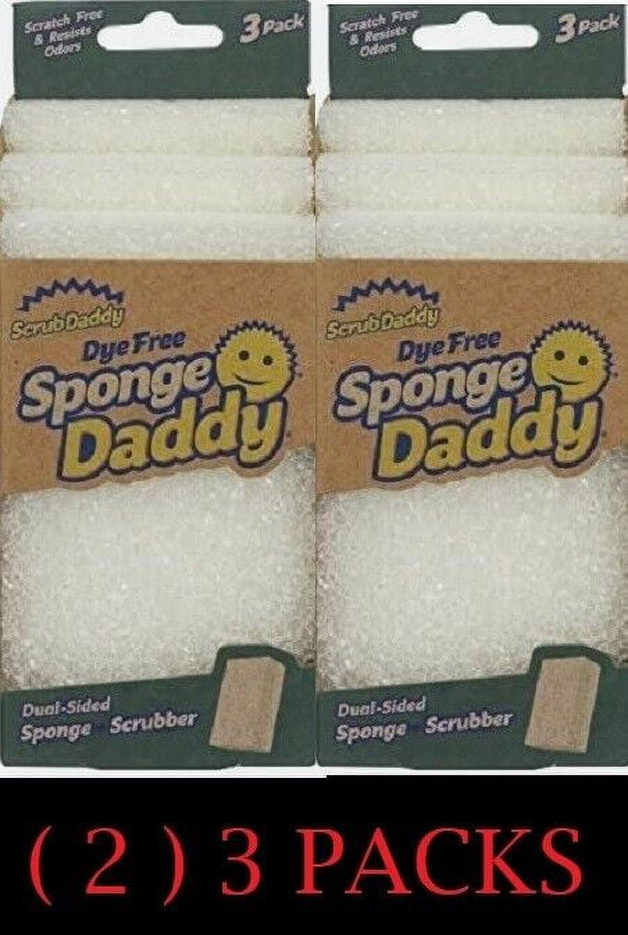 2x Scrub Daddy Dye Free Sponge Daddy Dual Sided Sponge + Scrubber 3 PACKS - NEW