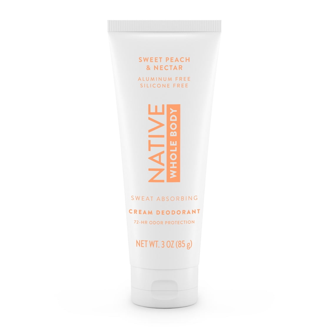 Native Whole Body Deodorant Invisible Cream, Sweet Peach & Nectar, Aluminum-Free, 3 oz