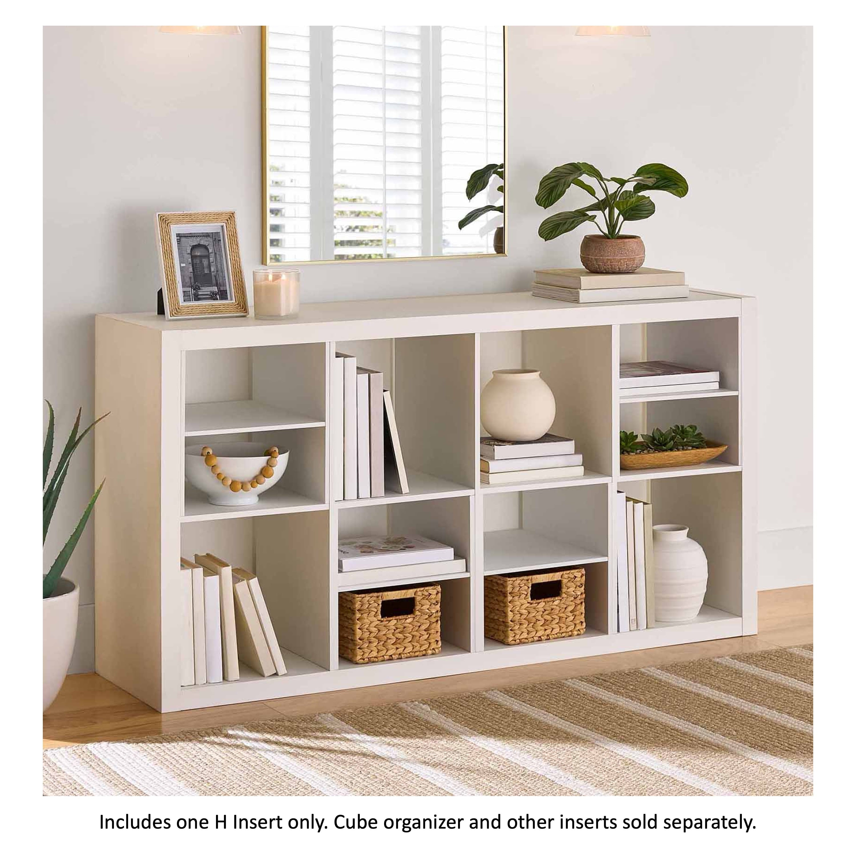Better Homes & Gardens H Shelf Insert for Cube Organizers, White Texture