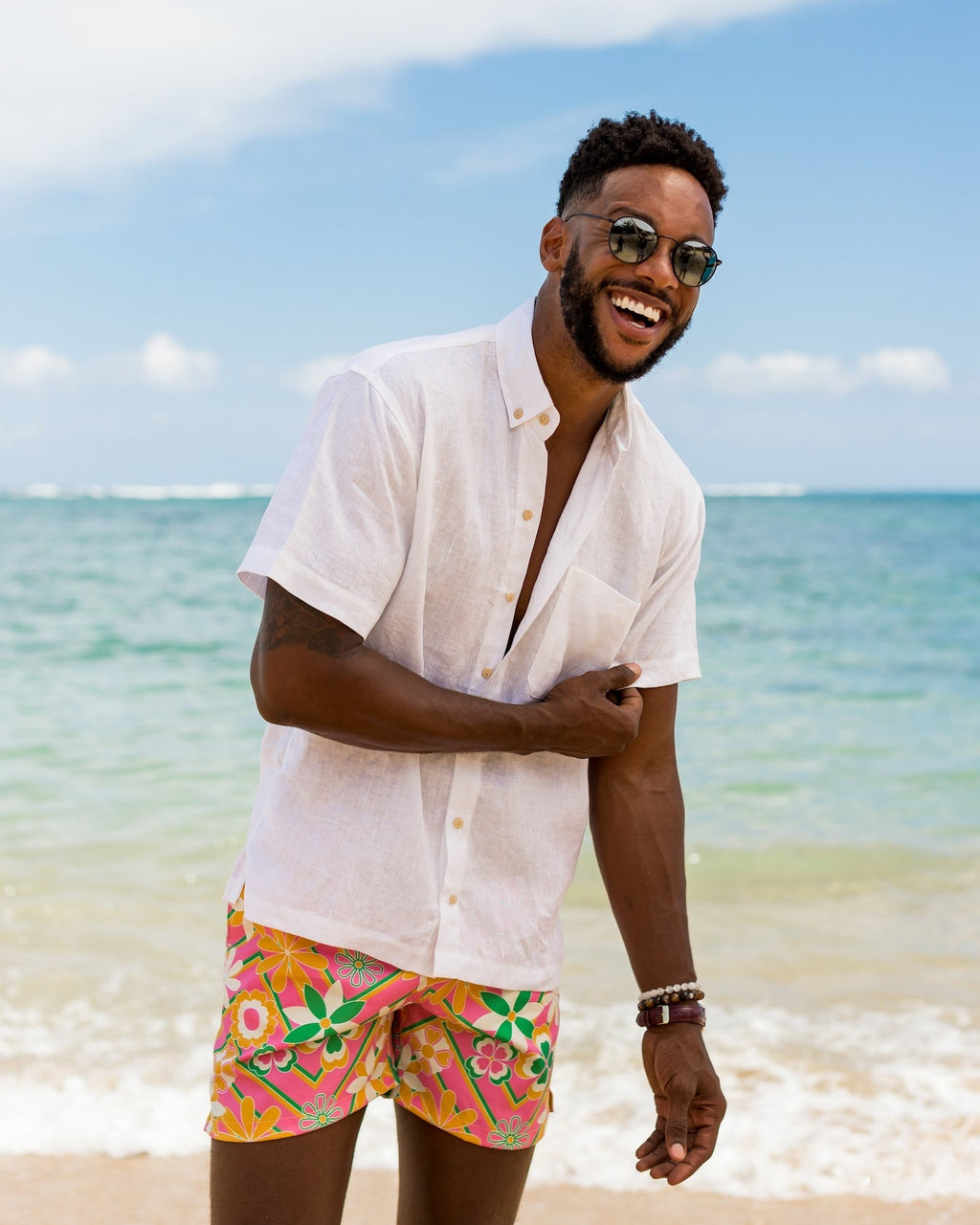 The Casa Blanca - Short Sleeve White Linen Shirt