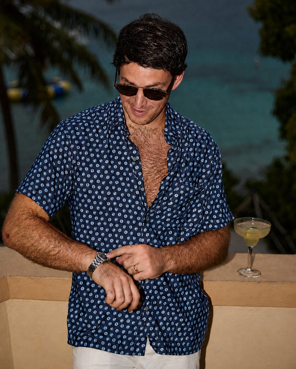 Margaritaville by Kenny Flowers - The 5 O’Clock On The Dot - Navy - Short Sleeve Shirt