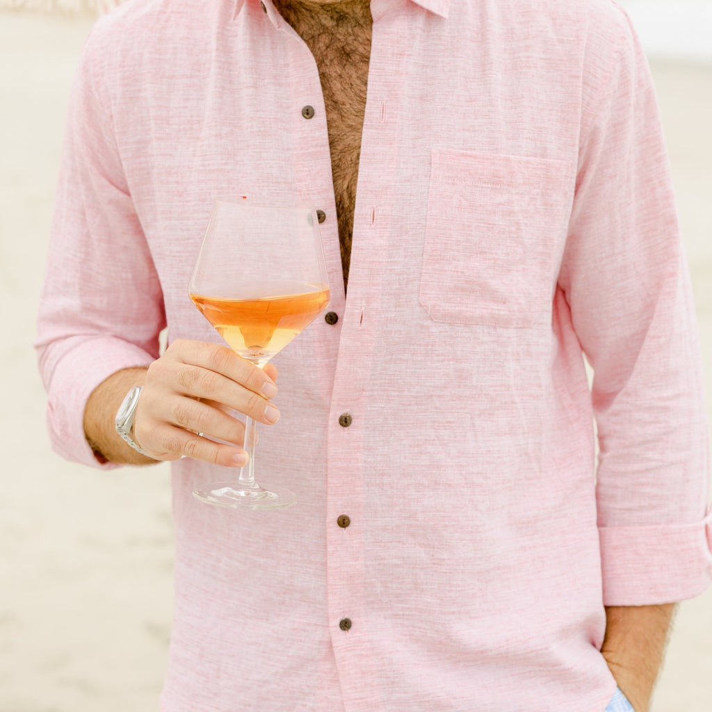 The Rosé Blusher - Long Sleeve Pink Linen Shirt