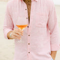 The Rosé Blusher - Long Sleeve Pink Linen Shirt