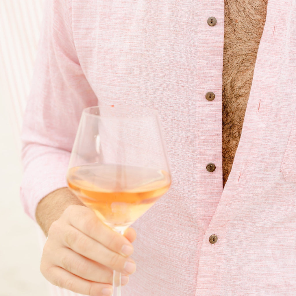 The Rosé Blusher - Long Sleeve Pink Linen Shirt