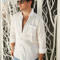 The Casa Blanca - Long Sleeve White Linen Shirt