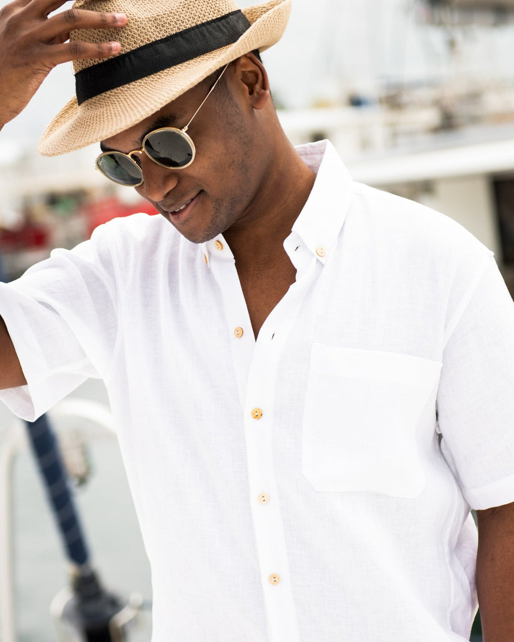The Casa Blanca - Short Sleeve White Linen Shirt
